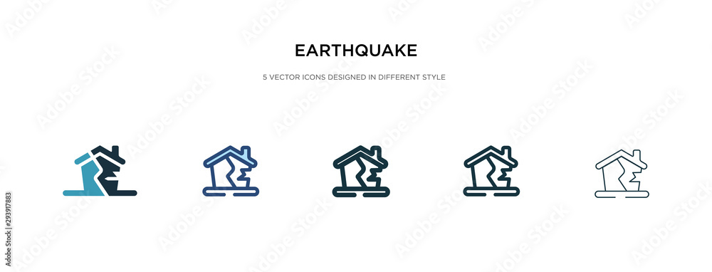 earthquake icon in different style vector illustration. two colored and black earthquake vector icons designed in filled, outline, line and stroke style can be used for web, mobile, ui