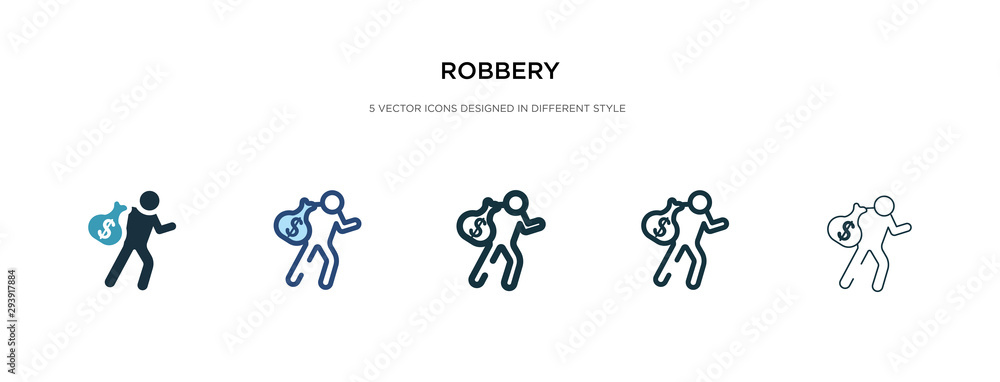 robbery icon in different style vector illustration. two colored and black robbery vector icons designed in filled, outline, line and stroke style can be used for web, mobile, ui robbery icon in different style vector illustration. two colored and black robbery vector icons designed in filled, outline, line and stroke style can be used for web, mobile, ui