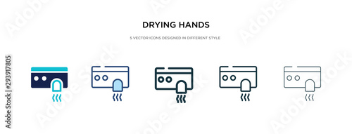 drying hands icon in different style vector illustration. two colored and black drying hands vector icons designed in filled, outline, line and stroke style can be used for web, mobile, ui