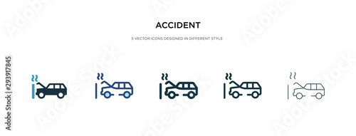 accident icon in different style vector illustration. two colored and black accident vector icons designed in filled, outline, line and stroke style can be used for web, mobile, ui