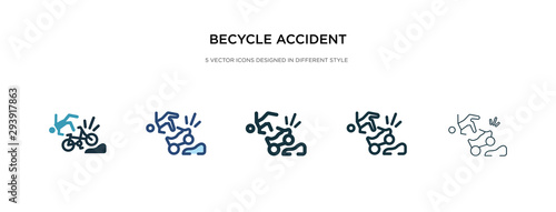 becycle accident icon in different style vector illustration. two colored and black becycle accident vector icons designed in filled, outline, line and stroke style can be used for web, mobile, ui