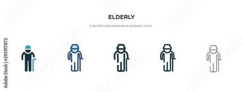 elderly icon in different style vector illustration. two colored and black elderly vector icons designed in filled, outline, line and stroke style can be used for web, mobile, ui