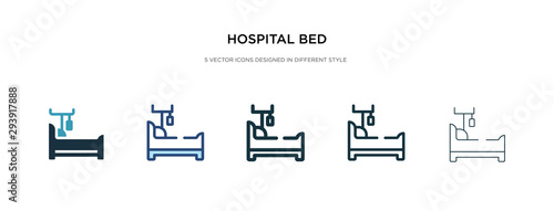 hospital bed icon in different style vector illustration. two colored and black hospital bed vector icons designed in filled, outline, line and stroke style can be used for web, mobile, ui