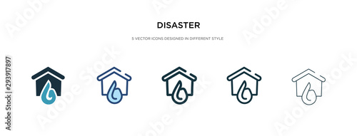 disaster icon in different style vector illustration. two colored and black disaster vector icons designed in filled, outline, line and stroke style can be used for web, mobile, ui