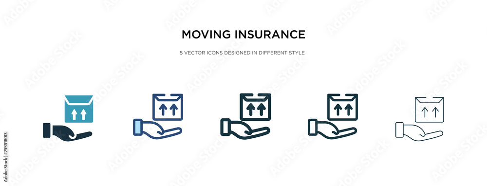 moving insurance icon in different style vector illustration. two colored and black moving insurance vector icons designed in filled, outline, line and stroke style can be used for web, mobile, ui