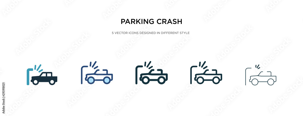 parking crash icon in different style vector illustration. two colored and black parking crash vector icons designed in filled, outline, line and stroke style can be used for web, mobile, ui