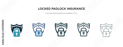 locked padlock insurance icon in different style vector illustration. two colored and black locked padlock insurance vector icons designed in filled, outline, line and stroke style can be used for