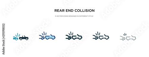 rear end collision icon in different style vector illustration. two colored and black rear end collision vector icons designed in filled, outline, line and stroke style can be used for web, mobile,