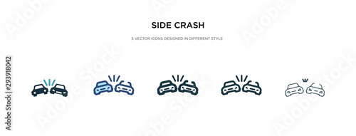 side crash icon in different style vector illustration. two colored and black side crash vector icons designed in filled, outline, line and stroke style can be used for web, mobile, ui