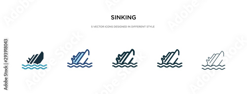 sinking icon in different style vector illustration. two colored and black sinking vector icons designed in filled, outline, line and stroke style can be used for web, mobile, ui