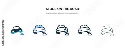 stone on the road icon in different style vector illustration. two colored and black stone on the road vector icons designed in filled, outline, line and stroke style can be used for web, mobile, ui