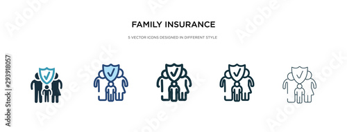 family insurance icon in different style vector illustration. two colored and black family insurance vector icons designed in filled, outline, line and stroke style can be used for web, mobile, ui