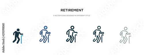 retirement icon in different style vector illustration. two colored and black retirement vector icons designed in filled, outline, line and stroke style can be used for web, mobile, ui