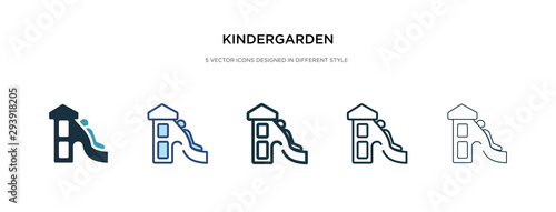 kindergarden icon in different style vector illustration. two colored and black kindergarden vector icons designed in filled, outline, line and stroke style can be used for web, mobile, ui