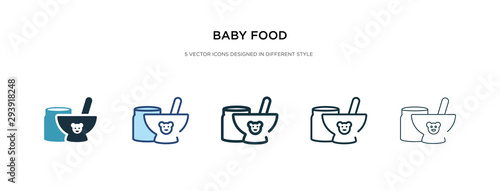 baby food icon in different style vector illustration. two colored and black baby food vector icons designed in filled, outline, line and stroke style can be used for web, mobile, ui