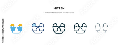 mitten icon in different style vector illustration. two colored and black mitten vector icons designed in filled, outline, line and stroke style can be used for web, mobile, ui