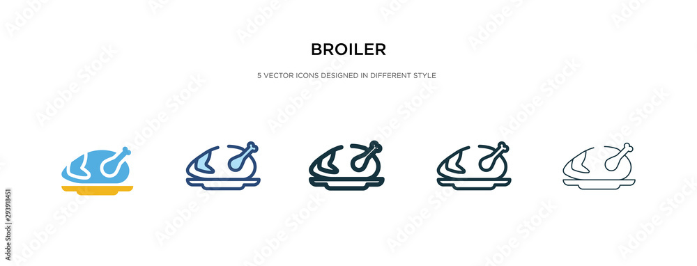 broiler icon in different style vector illustration. two colored and black broiler vector icons designed in filled, outline, line and stroke style can be used for web, mobile, ui broiler icon in different style vector illustration. two colored and black broiler vector icons designed in filled, outline, line and stroke style can be used for web, mobile, ui