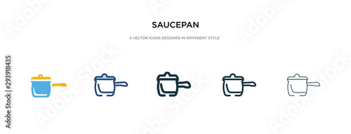 saucepan icon in different style vector illustration. two colored and black saucepan vector icons designed in filled, outline, line and stroke style can be used for web, mobile, ui