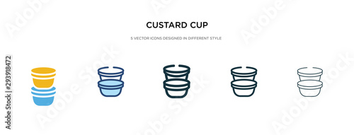 custard cup icon in different style vector illustration. two colored and black custard cup vector icons designed in filled, outline, line and stroke style can be used for web, mobile, ui