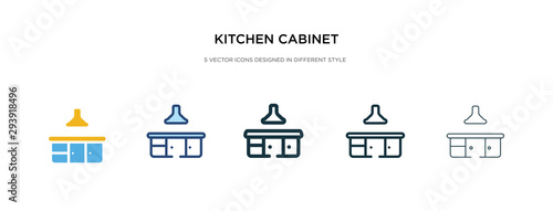 kitchen cabinet icon in different style vector illustration. two colored and black kitchen cabinet vector icons designed in filled, outline, line and stroke style can be used for web, mobile, ui