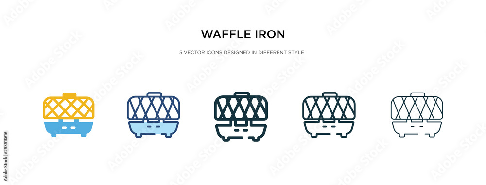 waffle iron icon in different style vector illustration. two colored and black waffle iron vector icons designed in filled, outline, line and stroke style can be used for web, mobile, ui