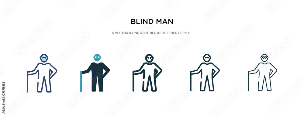 blind man icon in different style vector illustration. two colored and black blind man vector icons designed in filled, outline, line and stroke style can be used for web, mobile, ui