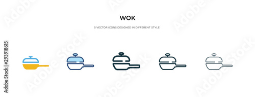 wok icon in different style vector illustration. two colored and black wok vector icons designed in filled, outline, line and stroke style can be used for web, mobile, ui