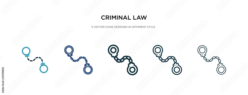 criminal law icon in different style vector illustration. two colored and black criminal law vector icons designed in filled, outline, line and stroke style can be used for web, mobile, ui
