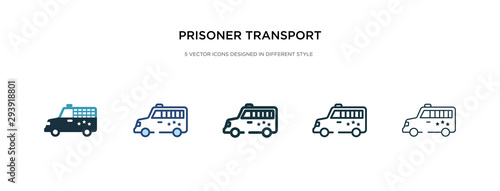 prisoner transport vehicle icon in different style vector illustration. two colored and black prisoner transport vehicle vector icons designed in filled, outline, line and stroke style can be used