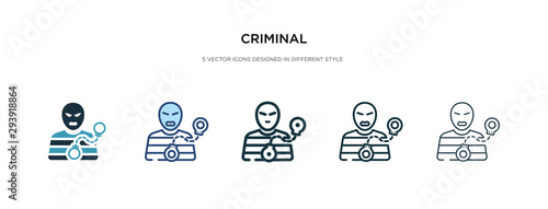 criminal icon in different style vector illustration. two colored and black criminal vector icons designed in filled, outline, line and stroke style can be used for web, mobile, ui