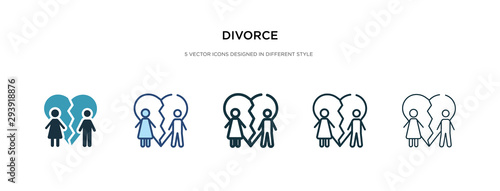 divorce icon in different style vector illustration. two colored and black divorce vector icons designed in filled, outline, line and stroke style can be used for web, mobile, ui