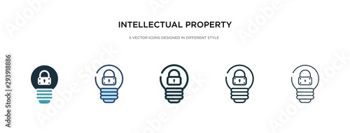 intellectual property icon in different style vector illustration. two colored and black intellectual property vector icons designed in filled, outline, line and stroke style can be used for web,