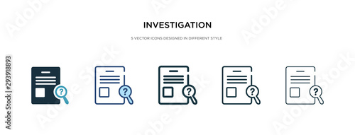 investigation icon in different style vector illustration. two colored and black investigation vector icons designed in filled, outline, line and stroke style can be used for web, mobile, ui