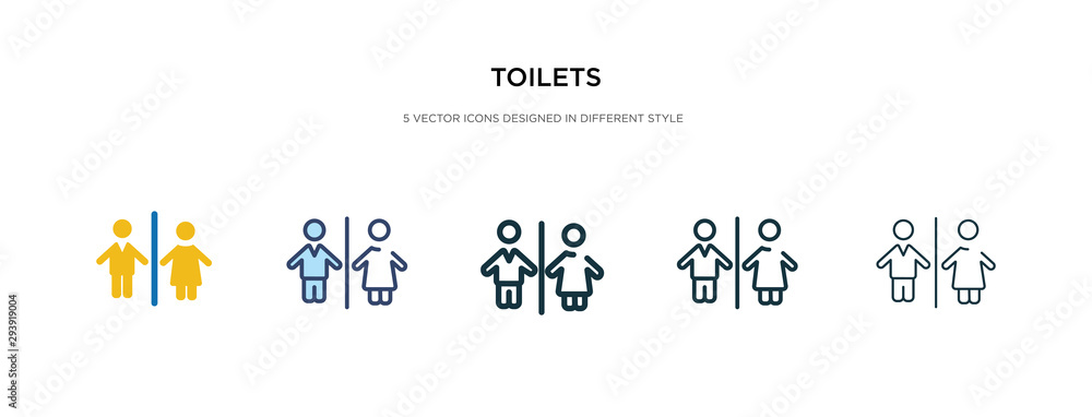 toilets icon in different style vector illustration. two colored and black toilets vector icons designed in filled, outline, line and stroke style can be used for web, mobile, ui