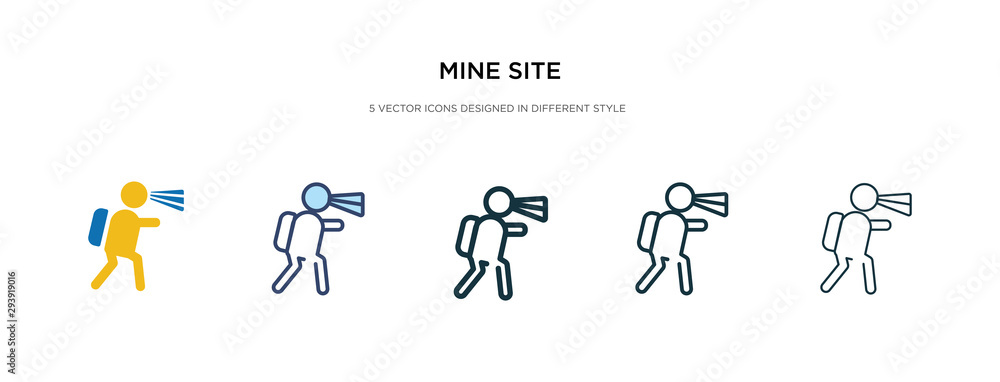 mine site icon in different style vector illustration. two colored and black mine site vector icons designed in filled, outline, line and stroke style can be used for web, mobile, ui