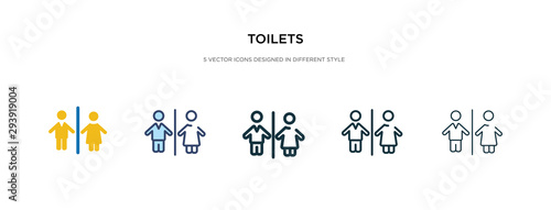 toilets icon in different style vector illustration. two colored and black toilets vector icons designed in filled, outline, line and stroke style can be used for web, mobile, ui