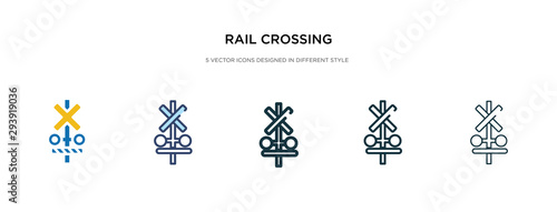 rail crossing icon in different style vector illustration. two colored and black rail crossing vector icons designed in filled, outline, line and stroke style can be used for web, mobile, ui