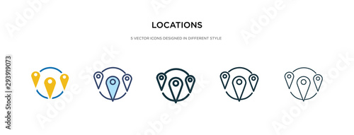 locations icon in different style vector illustration. two colored and black locations vector icons designed in filled, outline, line and stroke style can be used for web, mobile, ui