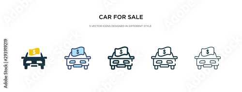 car for sale icon in different style vector illustration. two colored and black car for sale vector icons designed in filled, outline, line and stroke style can be used for web, mobile, ui