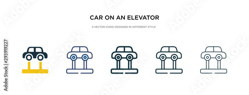 car on an elevator icon in different style vector illustration. two colored and black car on an elevator vector icons designed in filled, outline, line and stroke style can be used for web, mobile,