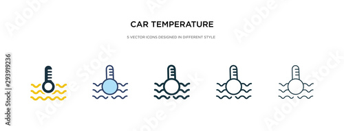 car temperature icon in different style vector illustration. two colored and black car temperature vector icons designed in filled, outline, line and stroke style can be used for web, mobile, ui