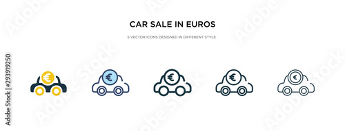 car sale in euros icon in different style vector illustration. two colored and black car sale in euros vector icons designed filled, outline, line and stroke style can be used for web, mobile, ui