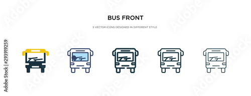 bus front icon in different style vector illustration. two colored and black bus front vector icons designed in filled, outline, line and stroke style can be used for web, mobile, ui