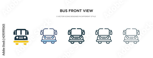 bus front view icon in different style vector illustration. two colored and black bus front view vector icons designed in filled, outline, line and stroke style can be used for web, mobile, ui