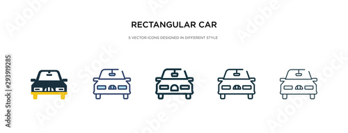 rectangular car front icon in different style vector illustration. two colored and black rectangular car front vector icons designed in filled, outline, line and stroke style can be used for web,