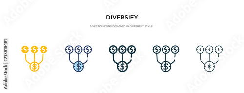 diversify icon in different style vector illustration. two colored and black diversify vector icons designed in filled, outline, line and stroke style can be used for web, mobile, ui