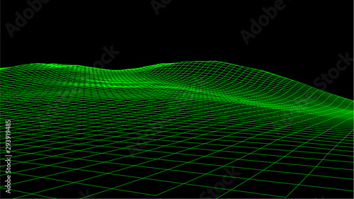 Abstract vector wireframe landscape. Abstract mesh background. Polygonal mountains. Vector illustration.