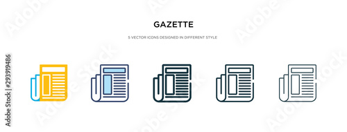 gazette icon in different style vector illustration. two colored and black gazette vector icons designed in filled, outline, line and stroke style can be used for web, mobile, ui