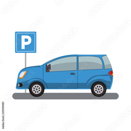 car and parking sign