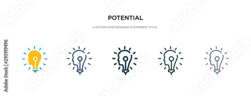 potential icon in different style vector illustration. two colored and black potential vector icons designed in filled, outline, line and stroke style can be used for web, mobile, ui photo